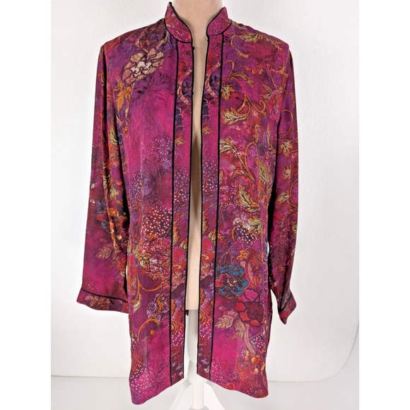 Chicos Geisha Kimono Tunic Top Silk Artistic Colorful Sz L Multi Whimsy - Picture 2 of 10